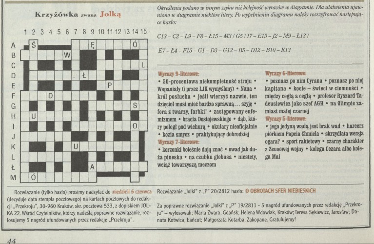 Krzyżówka zwana Jolką