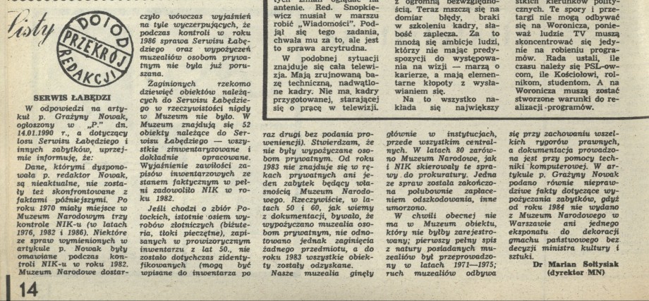 Listy do i od redakcji