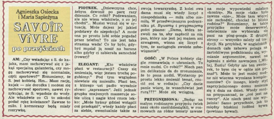 Savoir vivre po przejściach