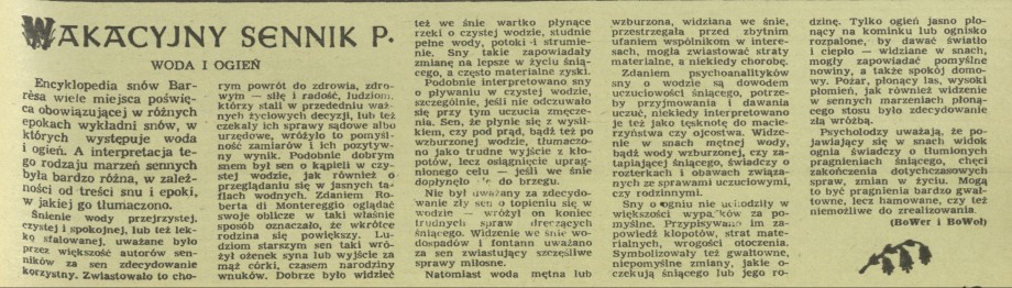 Wakacyjny sennik Przekroju - Woda i ogień
