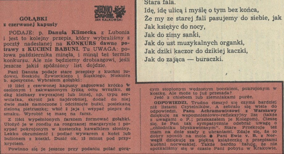 Jedno danie Jan Kalkowski