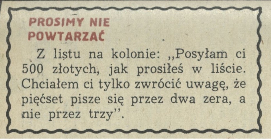 Prosimy nie powtarzać
