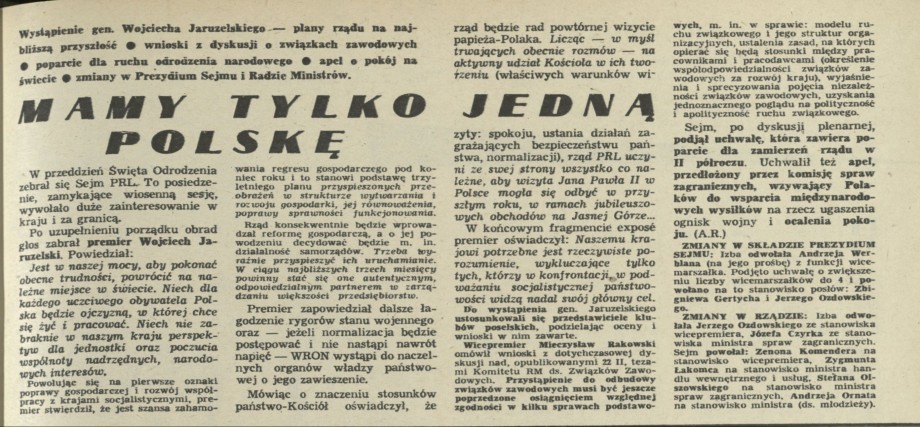 Mamy tylko jedną Polskę