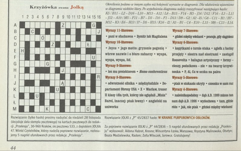 Krzyżówka zwana Jolką