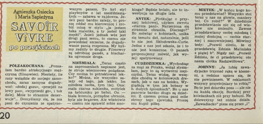 Savoir vivre po przejściach