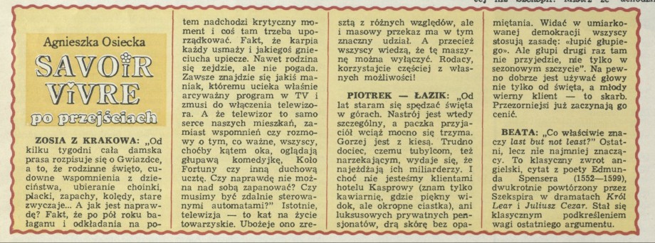 Savoir vivre po przejściach