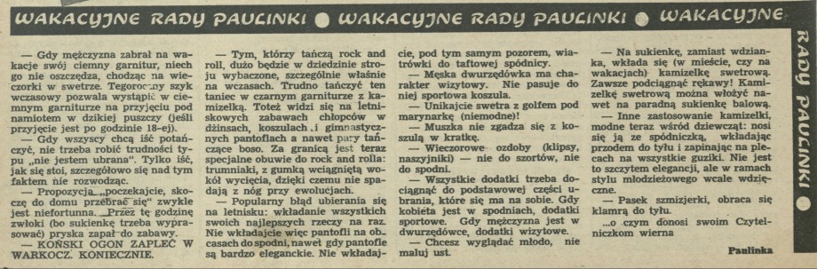 Wakacyjne rady Paulinki