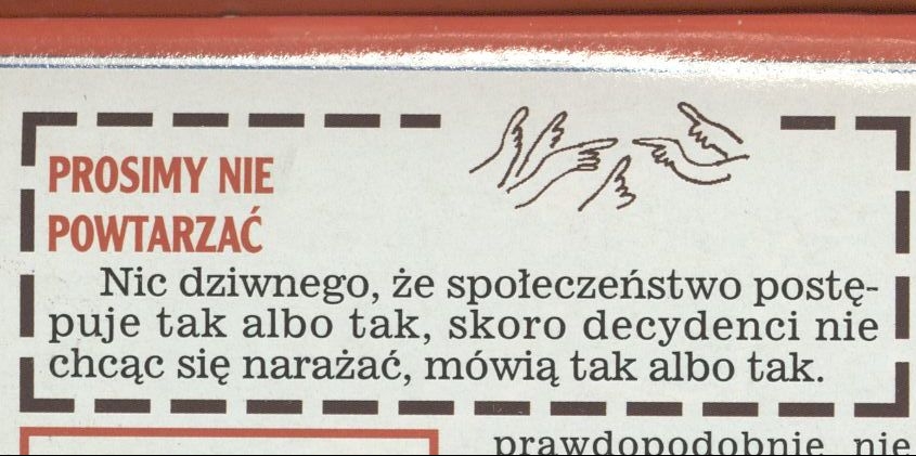 Prosimy nie powtarzać