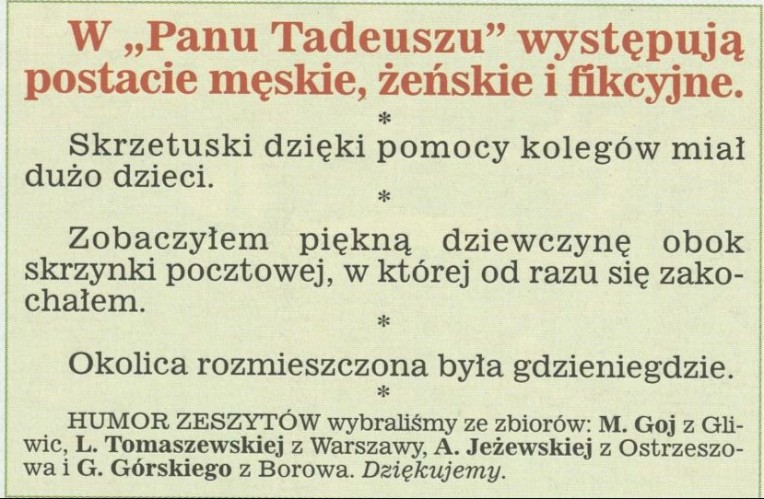 Humor zeszytów