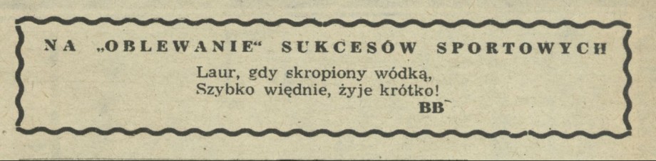 Na "oblewanie" sukcesów sportowych