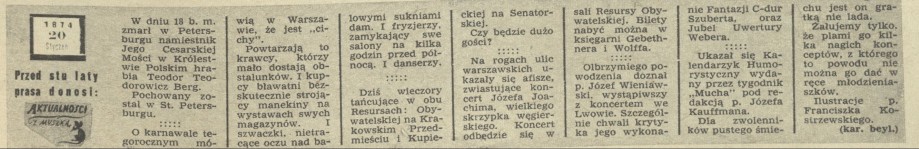 Przed stu laty prasa donosi