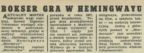 Bokser gra w Hemingwayu