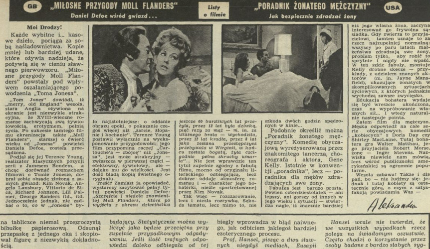 "Miłosne przygody Moll Flanders", "Poradnik żonatego mężczyzny"