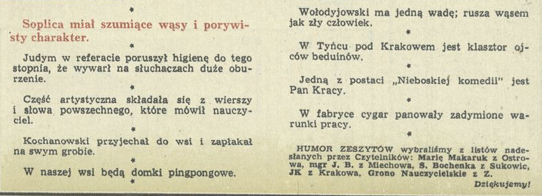 Humor zeszytów szkolnych