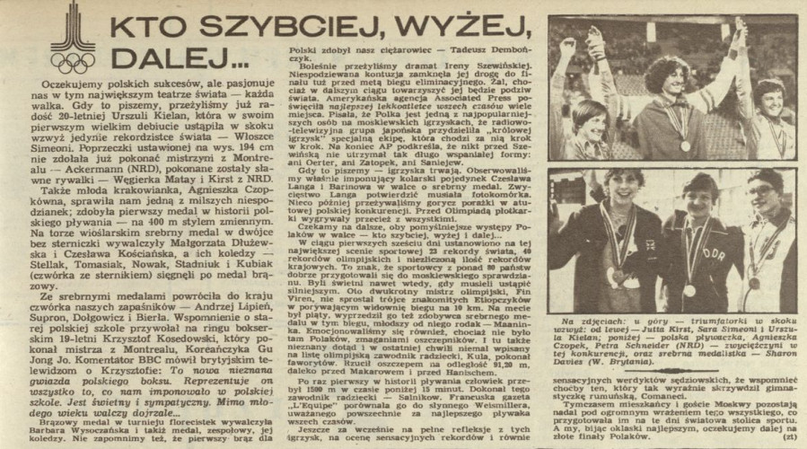 Kto szybciej, wyżej, dalej...