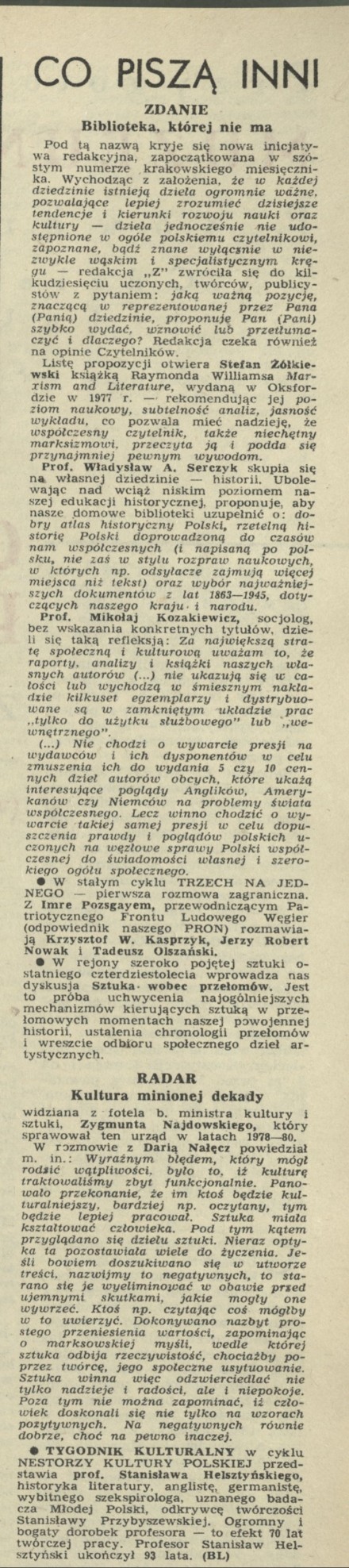 Co piszą inni