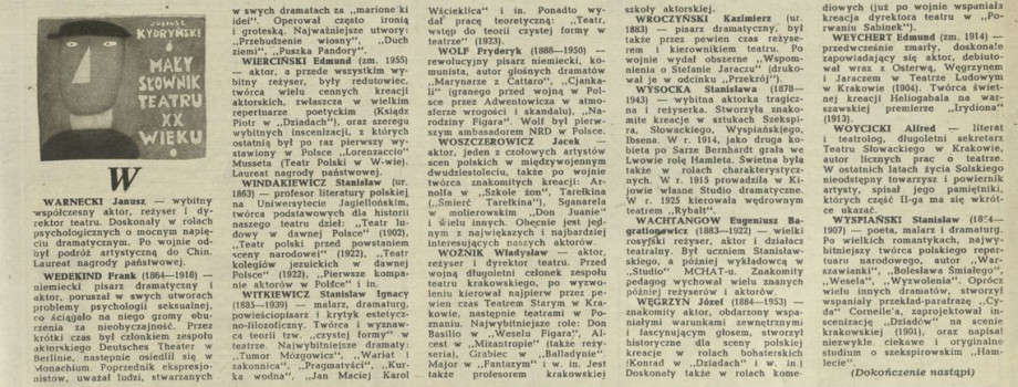 Mały słownik teatru XX wieku – W