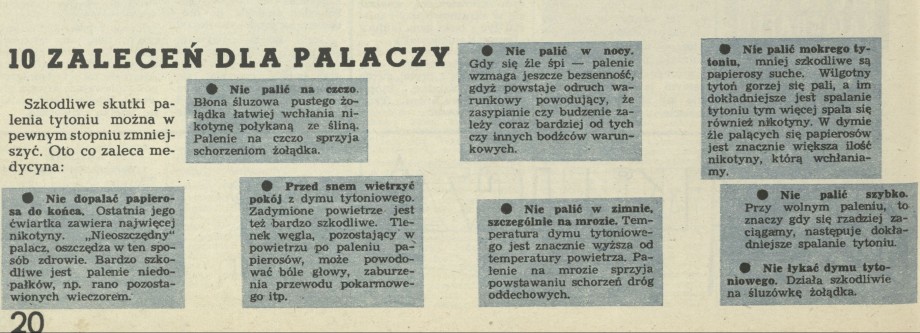 10 zaleceń dla palaczy