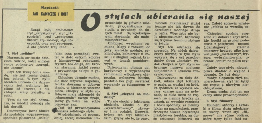 O stylach ubierania się naszej młodzieży