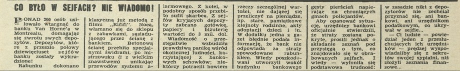 Co było w sejfach? Nie wiadomo