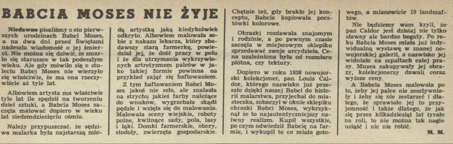 Babcia Moses nie żyje