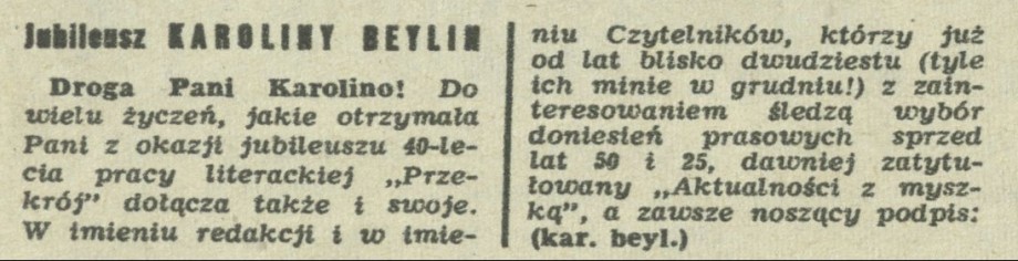 Jubileusz Karoliny Beylin