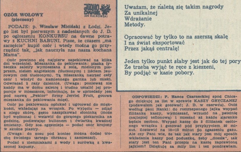 Jedno danie Jan Kalkowski