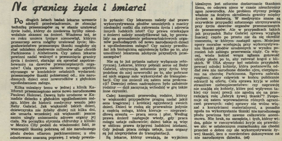 Na granicy życia i śmierci